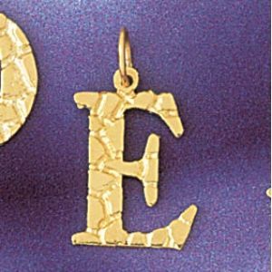 Initial E Charm Pendant 14k Gold
