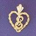 Initial E Heart Charm Pendant 14k Gold