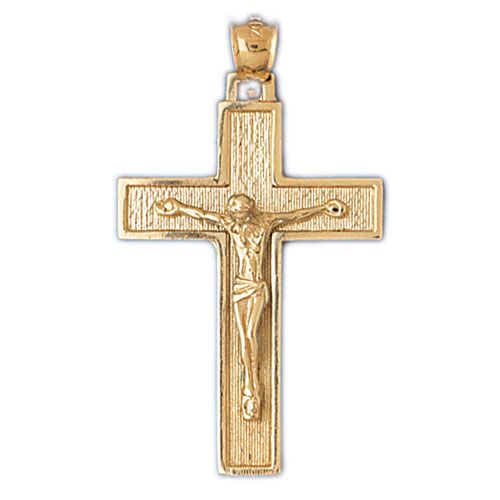 Jesus Christ on Cross Charm Pendant 14k Gold