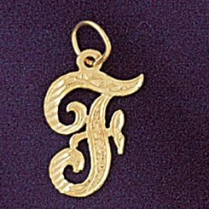 Initial F Classic Charm Pendant 14k Gold