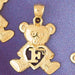 Initial F Teddy Bear Heart Charm Pendant 14k Gold