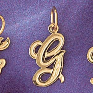 Initial G Charm Pendant 14k Gold