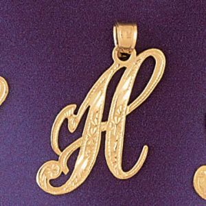 Initial H Charm Pendant 14k Gold