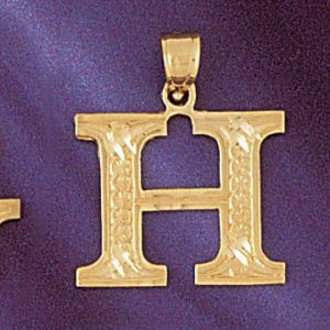 Initial H Charm Pendant 14k Gold