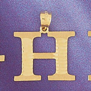 Initial H Charm Pendant 14k Gold