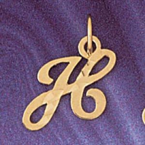 Initial H Charm Pendant 14k Gold