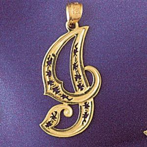 Initial I Charm Pendant 14k Gold