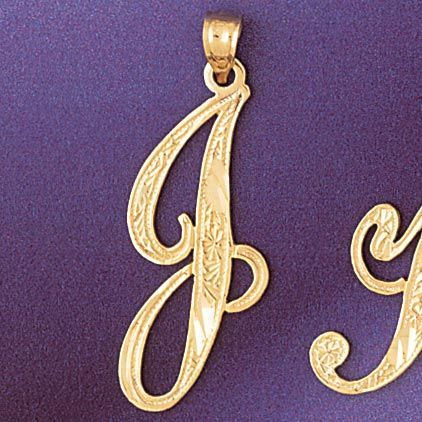 Initial J Charm Pendant 14k Gold