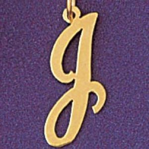 Initial J Charm Pendant 14k Gold