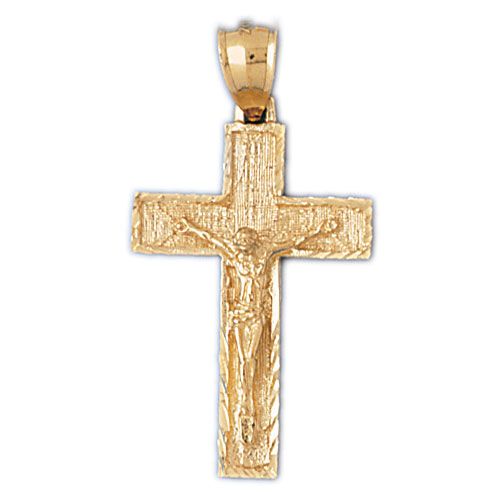 Jesus Christ on Cross Charm Pendant 14k Gold