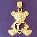 Initial L Teddy Bear Heart Charm Pendant 14k Gold