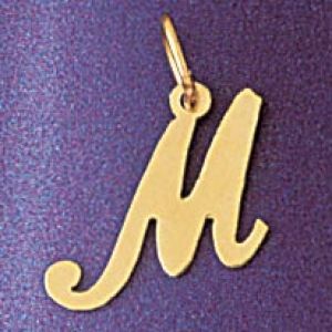 Initial M Charm Pendant 14k Gold