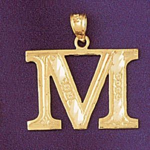 Initial M Charm Pendant 14k Gold
