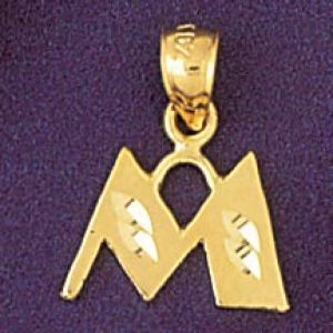 Initial M Charm Pendant 14k Gold