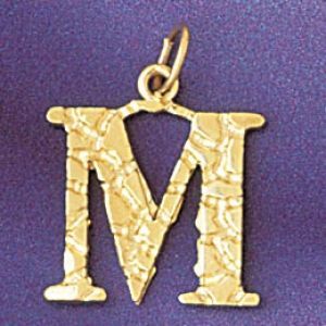 Initial M Charm Pendant 14k Gold
