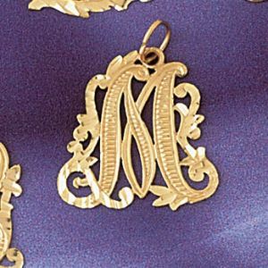 Initial M Charm Pendant 14k Gold