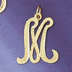 Initial M Classic Charm Pendant 14k Gold