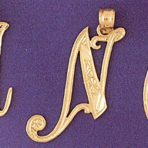 Initial N Charm Pendant 14k Gold