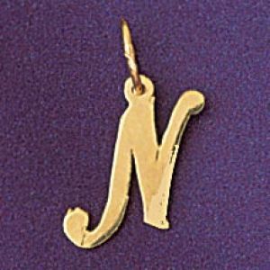 Initial N Charm Pendant 14k Gold