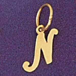 Initial N Charm Pendant 14k Gold