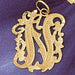 Initial N Charm Pendant 14k Gold