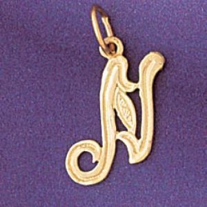 Initial N Charm Pendant 14k Gold