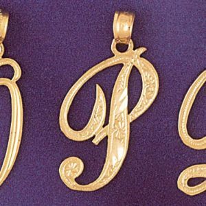 Initial P Charm Pendant 14k Gold