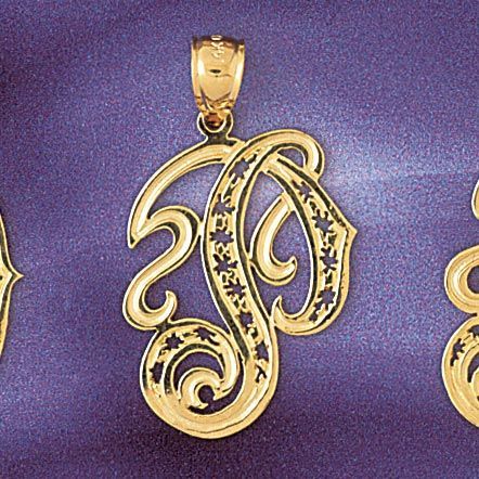 Initial P Charm Pendant 14k Gold