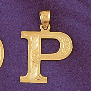 Initial P Charm Pendant 14k Gold