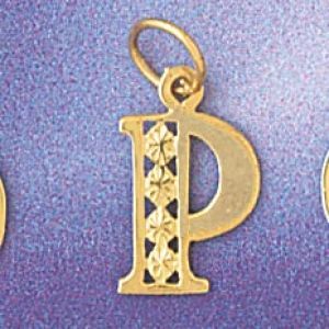 Initial P Charm Pendant 14k Gold