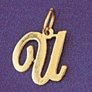 Initial U Charm Pendant 14k Gold