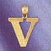 Initial V Charm Pendant 14k Gold