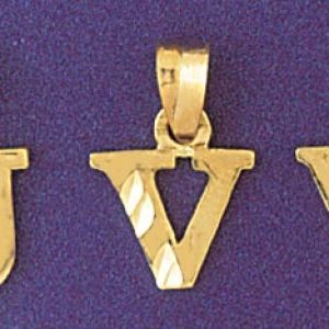 Initial V Charm Pendant 14k Gold