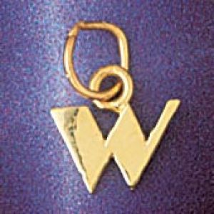 Initial W Charm Pendant 14k Gold