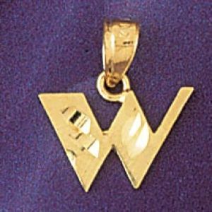 Initial W Charm Pendant 14k Gold