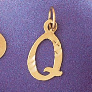 Initial Q Charm Pendant 14k Gold