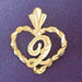 Initial Q Heart Charm Pendant 14k Gold