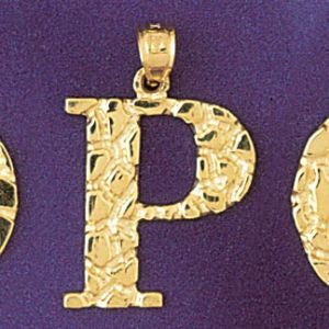Initial P Charm Pendant 14k Gold
