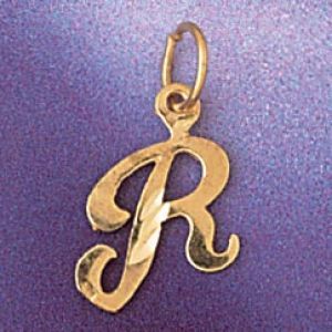 Initial R Charm Pendant 14k Gold