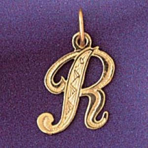 Initial R Charm Pendant 14k Gold