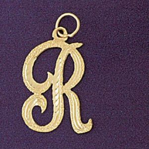 Initial R Classic Charm Pendant 14k Gold