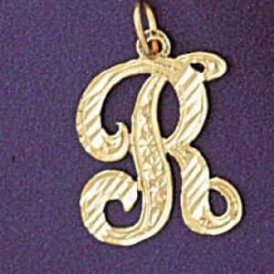 Initial R Classic Charm Pendant 14k Gold