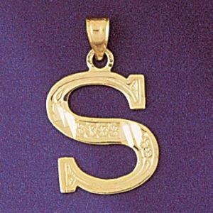Initial S Charm Pendant 14k Gold