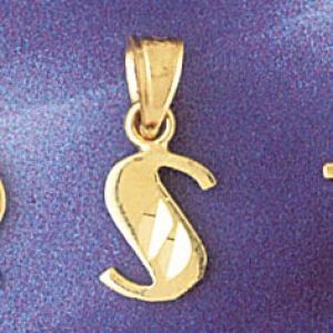 Initial S Charm Pendant 14k Gold