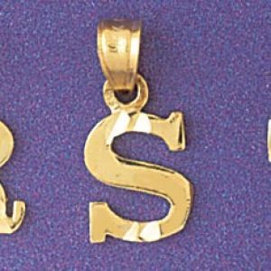 Initial S Charm Pendant 14k Gold