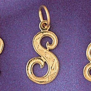 Initial S Charm Pendant 14k Gold