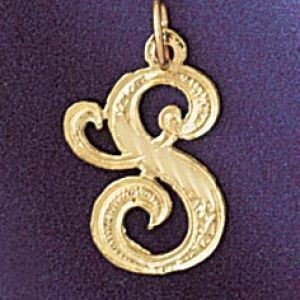 Initial S Classic Charm Pendant 14k Gold