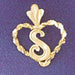 Initial S Heart Charm Pendant 14k Gold