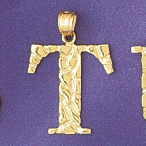 Initial T Charm Pendant 14k Gold