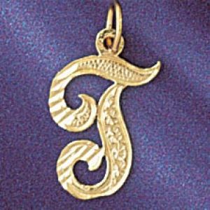 Initial T Classic Charm Pendant 14k Gold